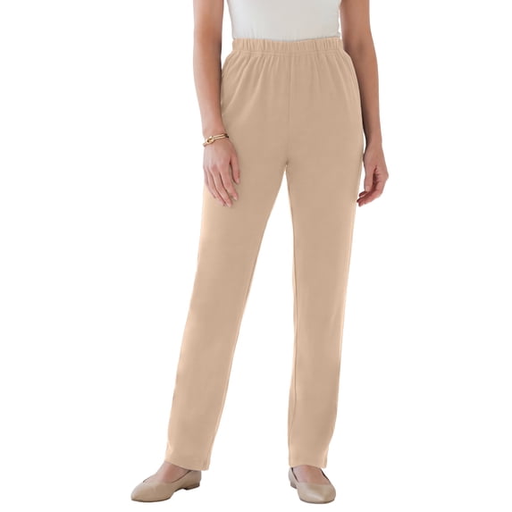 Roaman's Women's Plus Size Petite Plus Size Soft Knit Relaxed Pull-On Straight Leg Pant