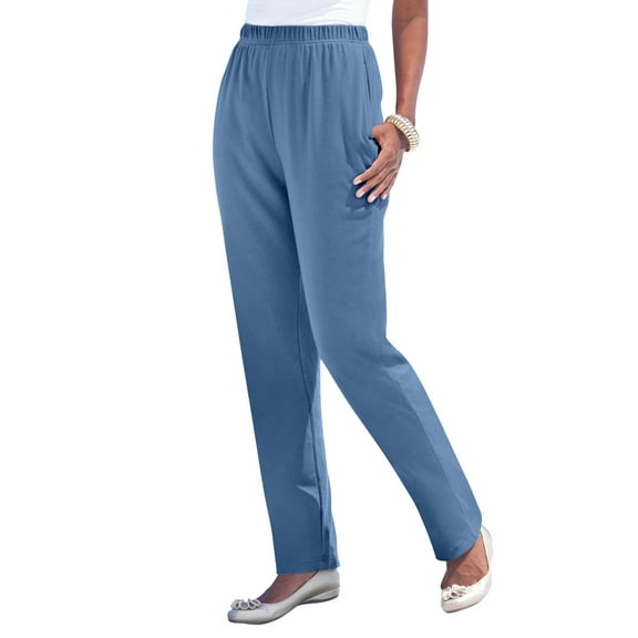 Roaman's Women's Plus Size Petite Plus Size Straight Leg Soft Knit Pull On Pant