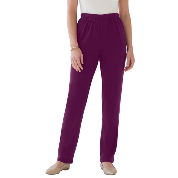 Roaman's Women's Plus Size Petite Plus Size Soft Knit Relaxed Pull-On Straight Leg Pant