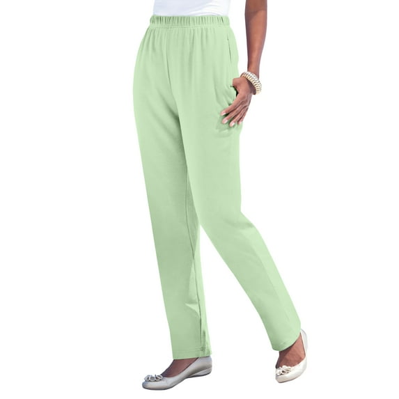 Roaman's Women's Plus Size Tall Plus Size Soft Knit Relaxed Pull-On Straight Leg Pant