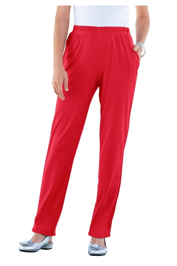 Women's Plus Size Petite Straight Leg Soft Knit Pant