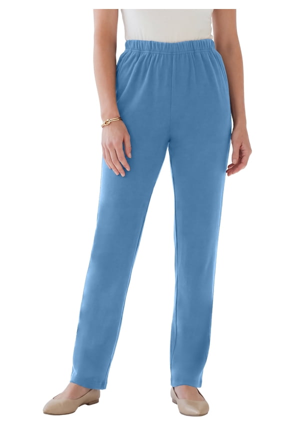 Women's Plus Size Petite Plus Size Soft Knit Relaxed Pull-On Straight Leg Pant