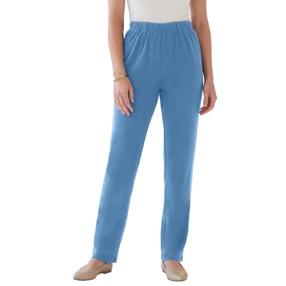 Roaman's Women's Plus Size Tall Plus Size Soft Knit Relaxed Pull-On Straight Leg Pant