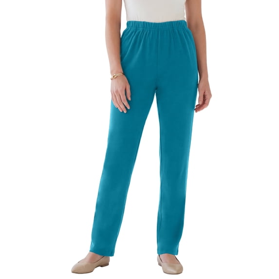 Roaman's Women's Plus Size Petite Plus Size Soft Knit Relaxed Pull-On Straight Leg Pant
