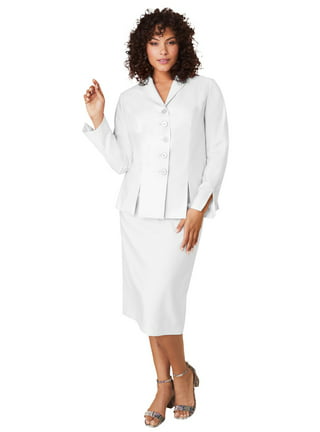 Le Suit Women's Plus Size Single-Button Zip Skirt Suit Navy Size