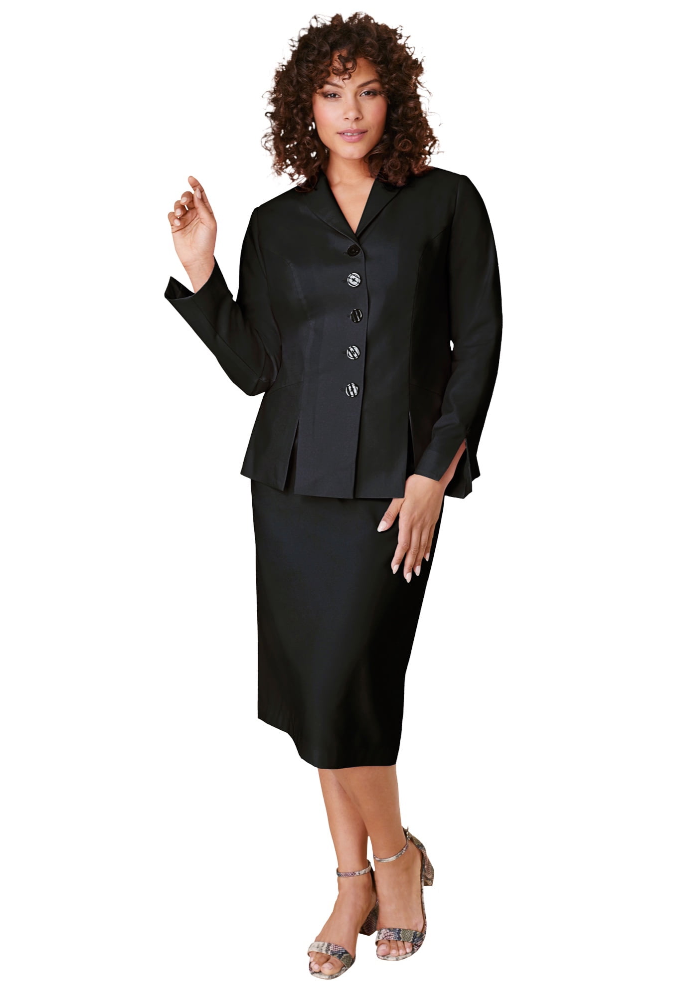 Roamans Womens Plus Size Petite Two Piece Skirt Suit With Shawl