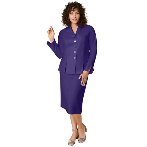 Roaman's Women's Plus Size Long Sleeve Shawl-Collar Jacket & Sheath Skirt Set – 2-Piece Suit