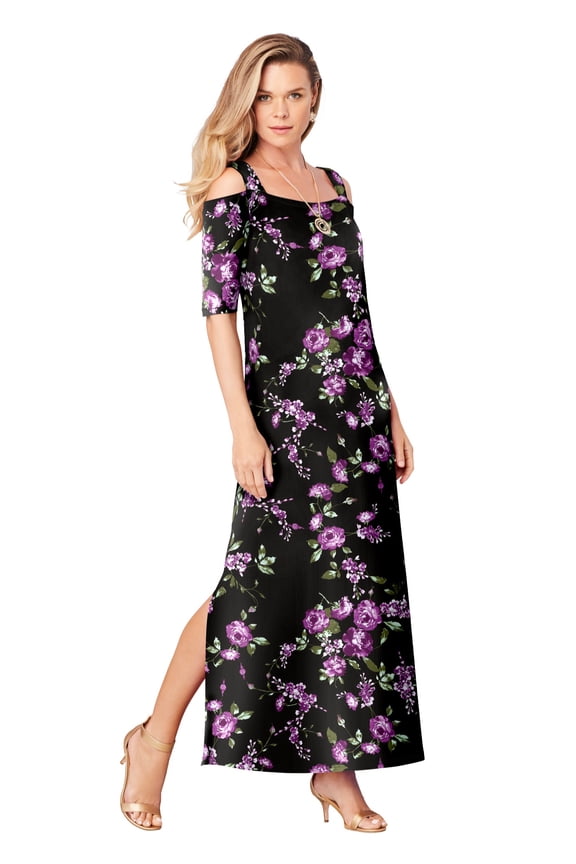 Women's Plus Size Petite Plus Size Cold Shoulder Maxi Dress