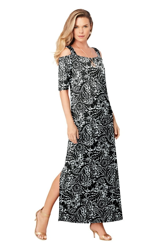 Women's Plus Size Ultrasmooth Cold Shoulder Maxi Dress