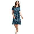 thumbnail image 1 of Roaman's Women's Plus Size Petite Plus Size Short Sleeve Sleeve Swing Dress, 1 of 6