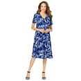 thumbnail image 1 of Roaman's Women's Plus Size Petite Ultrasmooth V Neck Swing Dress, 1 of 6