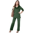 thumbnail image 1 of Roaman's Women's Plus Size Petite Plus Size Two-Piece V-Neck Velour Set, 1 of 6