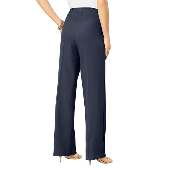 Roaman's Women's Plus Size Petite Plus Size Wide Leg Bend Over Pant