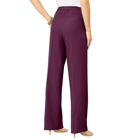 Roaman's Women's Plus Size Petite Plus Size Wide Leg Bend Over Pant