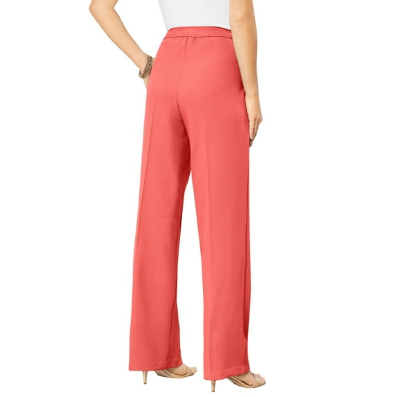 Roaman's Women's Plus Size Petite Plus Size Wide Leg Bend Over Pant