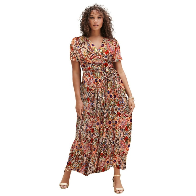 Roaman s Women s Plus Size Petite Wrap Maxi Dress Walmart