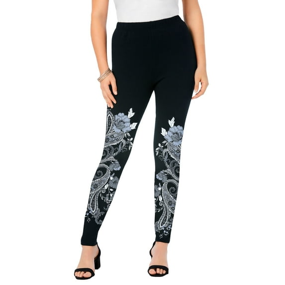 Roaman's Women's Plus Size Placement Print Legging