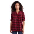 thumbnail image 1 of Roaman's Women's Plus Size Plaid Flannel Pintuck Blouse, 1 of 2