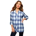 thumbnail image 1 of Roaman's Women's Plus Size Plaid Flannel Pintuck Blouse, 1 of 2