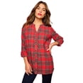 thumbnail image 1 of Roaman's Women's Plus Size Plaid Flannel Pintuck Blouse, 1 of 2