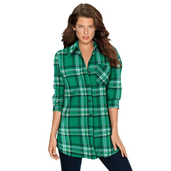 Roaman's Women's Plus Size Plaid Flannel Tunic