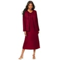 thumbnail image 1 of Roaman's Women's Plus Size Long Sleeve Pleated Jacket Dress Set – Elegant 2-Piece Sheath Suit, 1 of 5