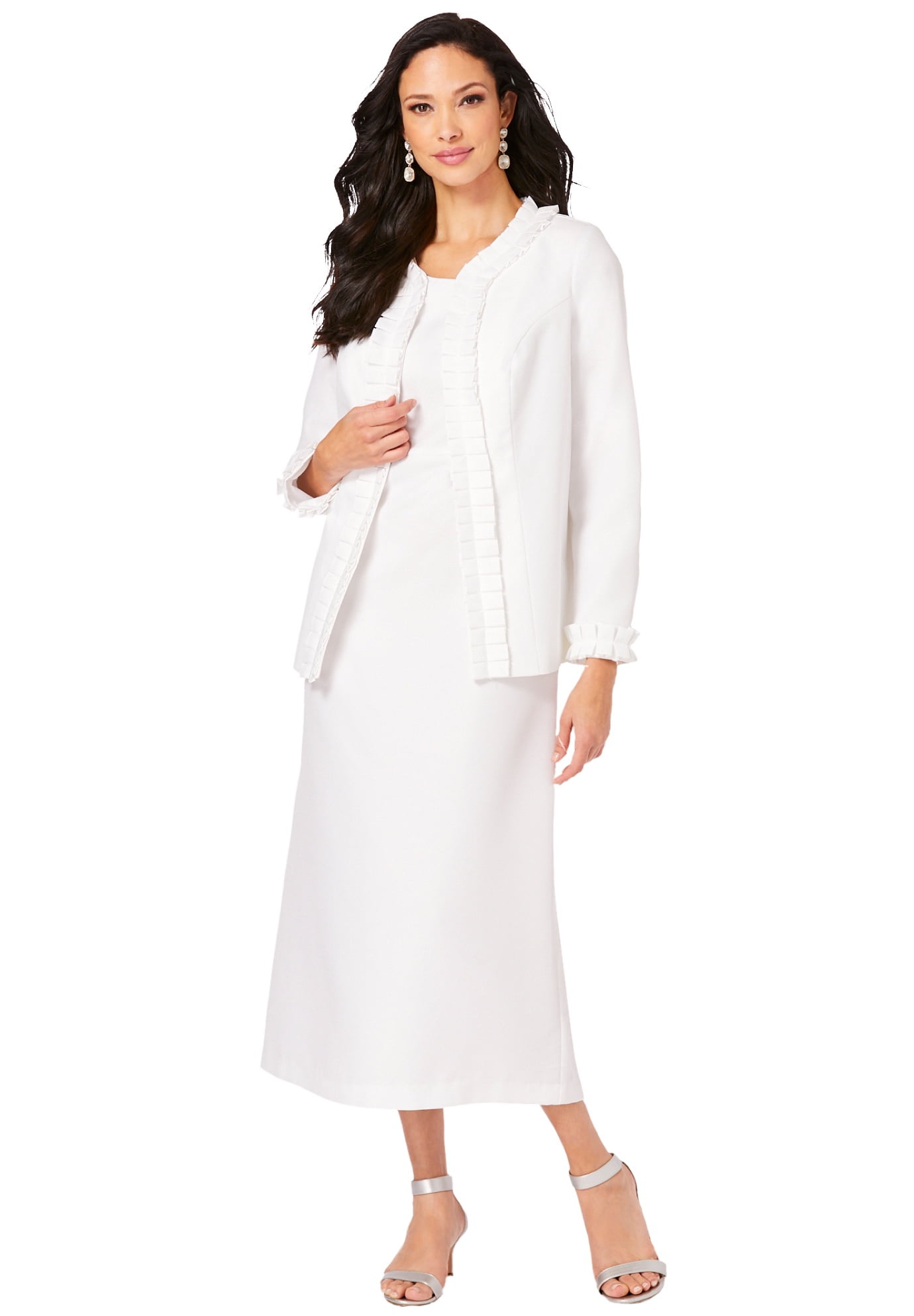 Roaman's Women's Plus Size Pleated Suit Jacket Dress