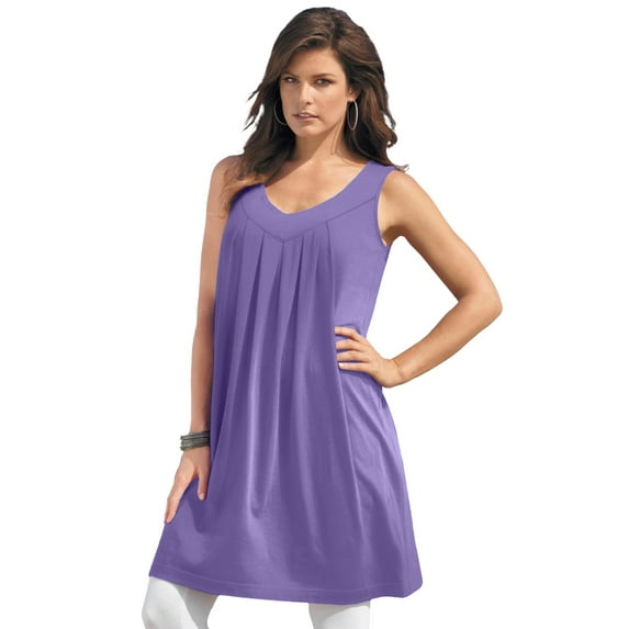 Roaman's Women's Plus Size Ultimate Pleated Tunic Tank