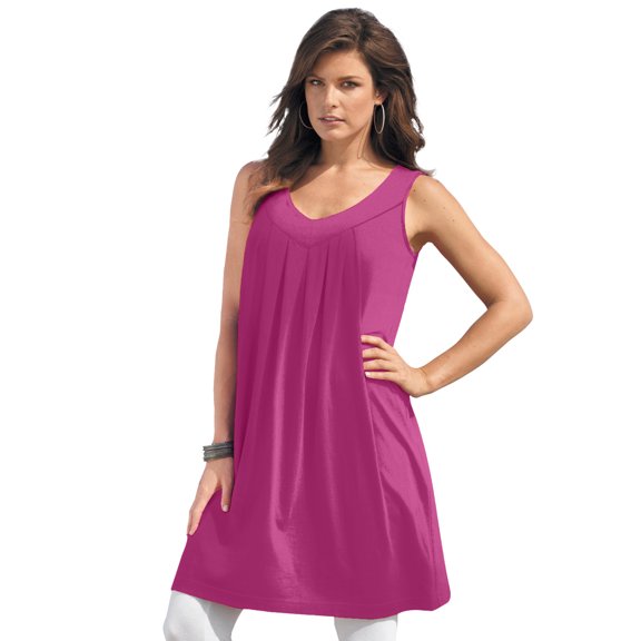 Roaman's Women's Plus Size Ultimate Pleated Tunic Tank