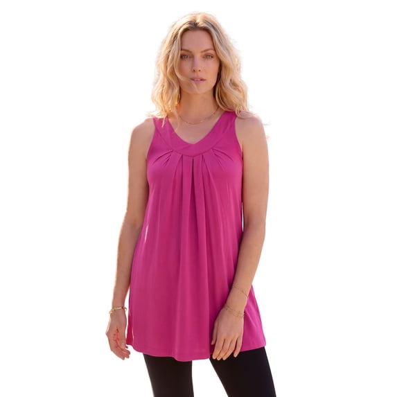 Roaman's Women's Plus Size Ultimate Pleated Tunic Tank