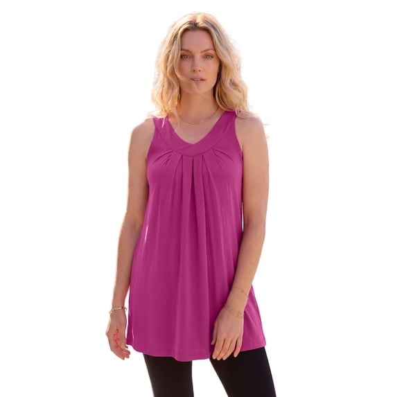 Roaman's Women's Plus Size Ultimate Pleated Tunic Tank