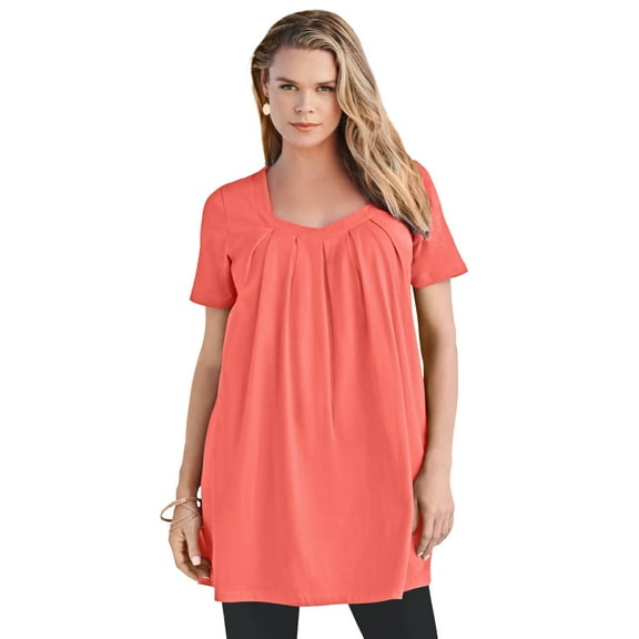 Roaman's Women's Plus Size Ultimate Pleatneck Tunic