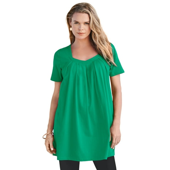 Roaman's Women's Plus Size Ultimate Pleatneck Tunic