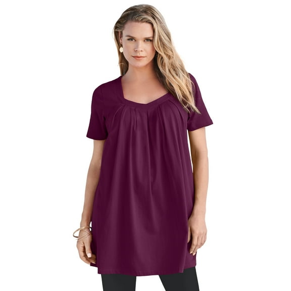 Roaman's Women's Plus Size Ultimate Pleatneck Tunic