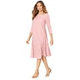 thumbnail image 1 of Roaman's Women's Plus Size Plus-Size 3/4 Sleeve Boatneck Lace Swing Dress, 1 of 4