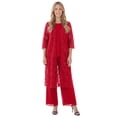 thumbnail image 1 of Roaman's Women's Plus Size 3-Piece Allover Lace Duster Pant Set – Formal Wear, 1 of 5