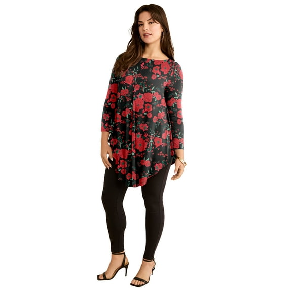 Roaman's Women's Plus Size Boatneck Swing Ultra Drape Tunic Top