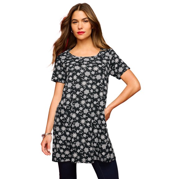 Roaman's Women's Plus Size Cotton Ultimate Scoopneck Swing Tunic