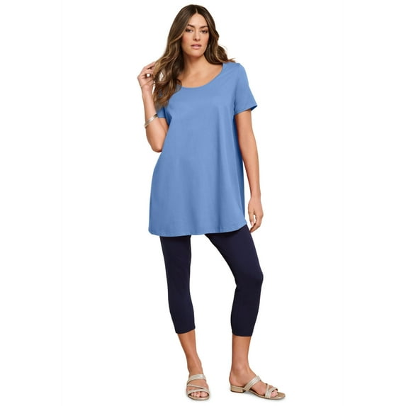 Roaman's Women's Plus Size Cotton Ultimate Scoopneck Swing Tunic
