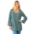 thumbnail image 1 of Roaman's Women's Plus Size Crochet Pullover Sweater With Sweetheart Neckline, 1 of 3