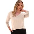 thumbnail image 1 of Roaman's Women's Plus Size Drop Needle V-Neck Lightweight Sweater Knit, 1 of 6