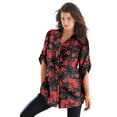 thumbnail image 1 of Roaman's Women's Plus Size Pintuck Tunic Blouse – Y-Neck & Roll-Tab Sleeves, 1 of 3