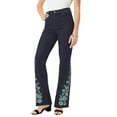 thumbnail image 1 of Roaman's Women's Plus Size Invisible Stretch Embroidered Split Flare-Leg Jean, 1 of 3