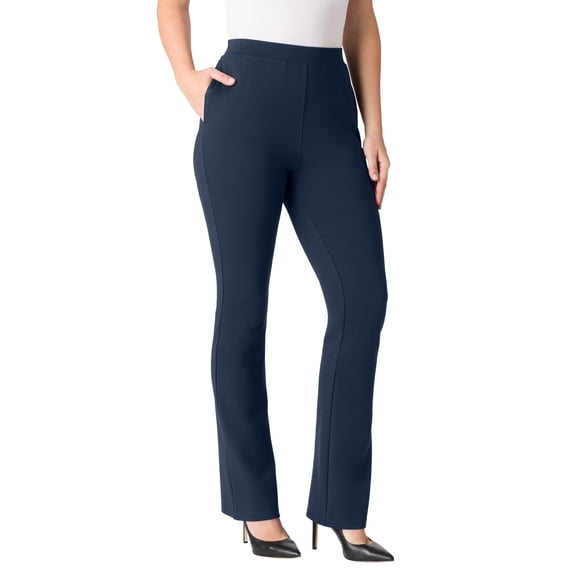 Roaman's Women's Plus Size Ponte Bootcut Pant With Pockets And Pull On Elastic Waist