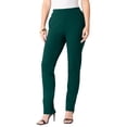 thumbnail image 1 of Roaman's Women's Plus Size Ponte Straight Leg Pant With Pockets And Pull On Elastic Waist, 1 of 2