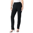 thumbnail image 1 of Roaman's Women's Plus Size Ponte Straight Leg Pant With Pockets And Pull On Elastic Waist, 1 of 2