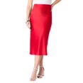 thumbnail image 1 of Roaman's Women's Plus Size Stretch Satin Midi Skirt, 1 of 3