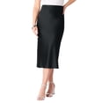 thumbnail image 1 of Roaman's Women's Plus Size Stretch Satin Midi Skirt, 1 of 3