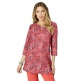 thumbnail image 1 of Roaman's Women's Plus Size Three-Quarter Sleeve Notch Neck Soft Knit Tunic, 1 of 6