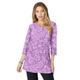 thumbnail image 1 of Roaman's Women's Plus Size Three-Quarter Sleeve Notch Neck Soft Knit Tunic, 1 of 6